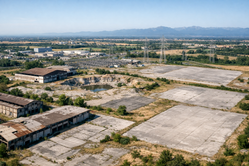 Area industriale dismessa riconvertita con impianto fotovoltaico a terra